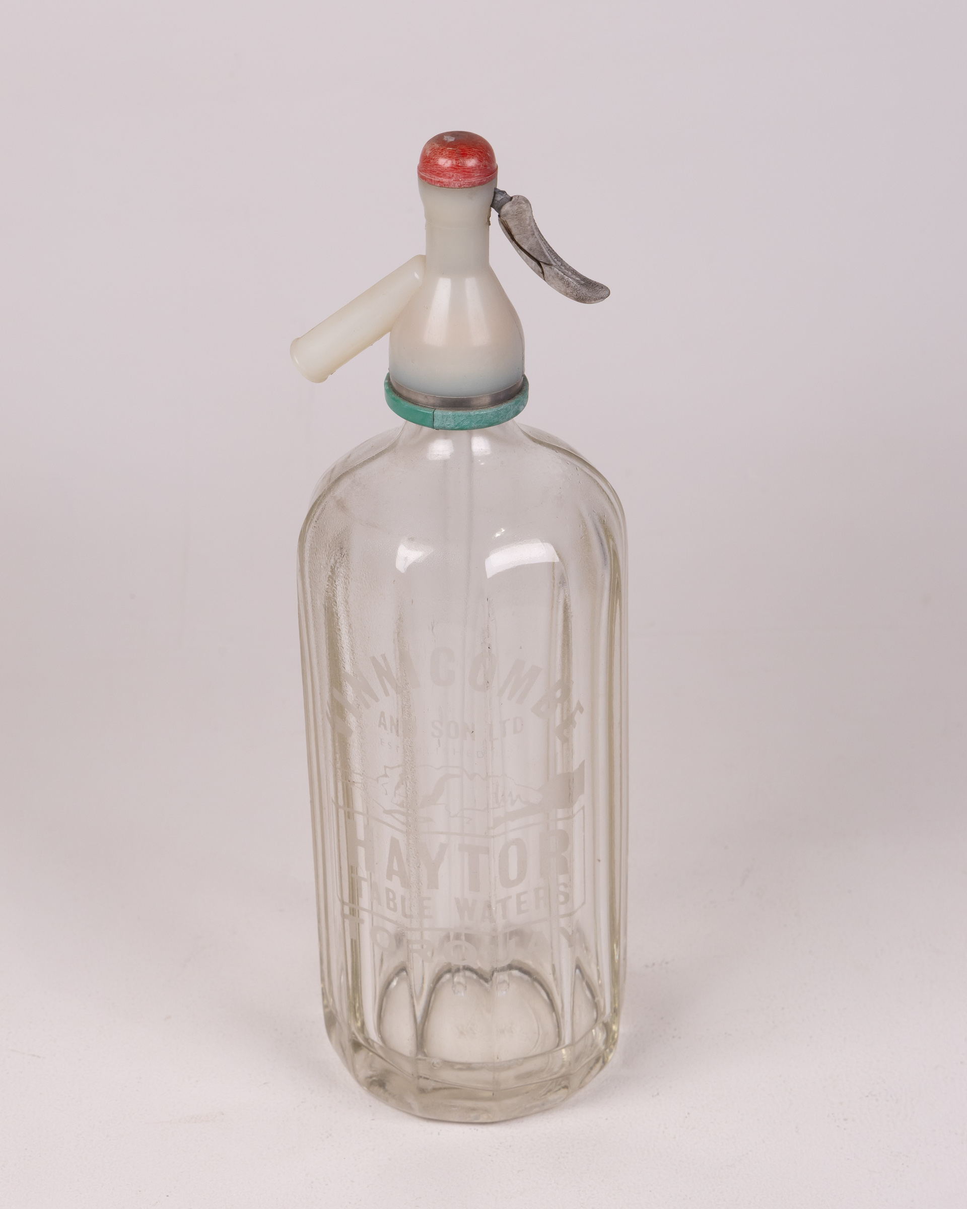 Vintage Glass Soda Siphon with Embossed Lettering