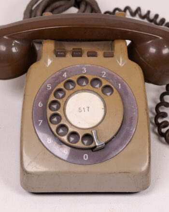 Vintage Brown and Beige Rotary Dial Telephone, Retro Home Decor