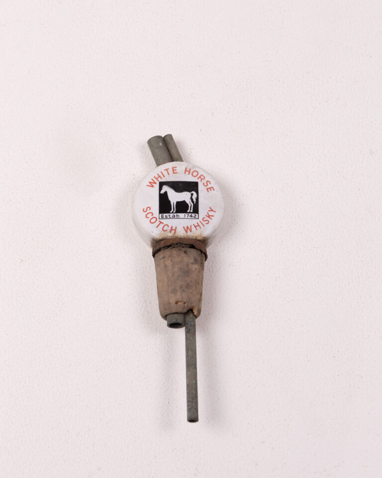 Vintage White Horse Whisky Ceramic Dispenser with Metal Spout