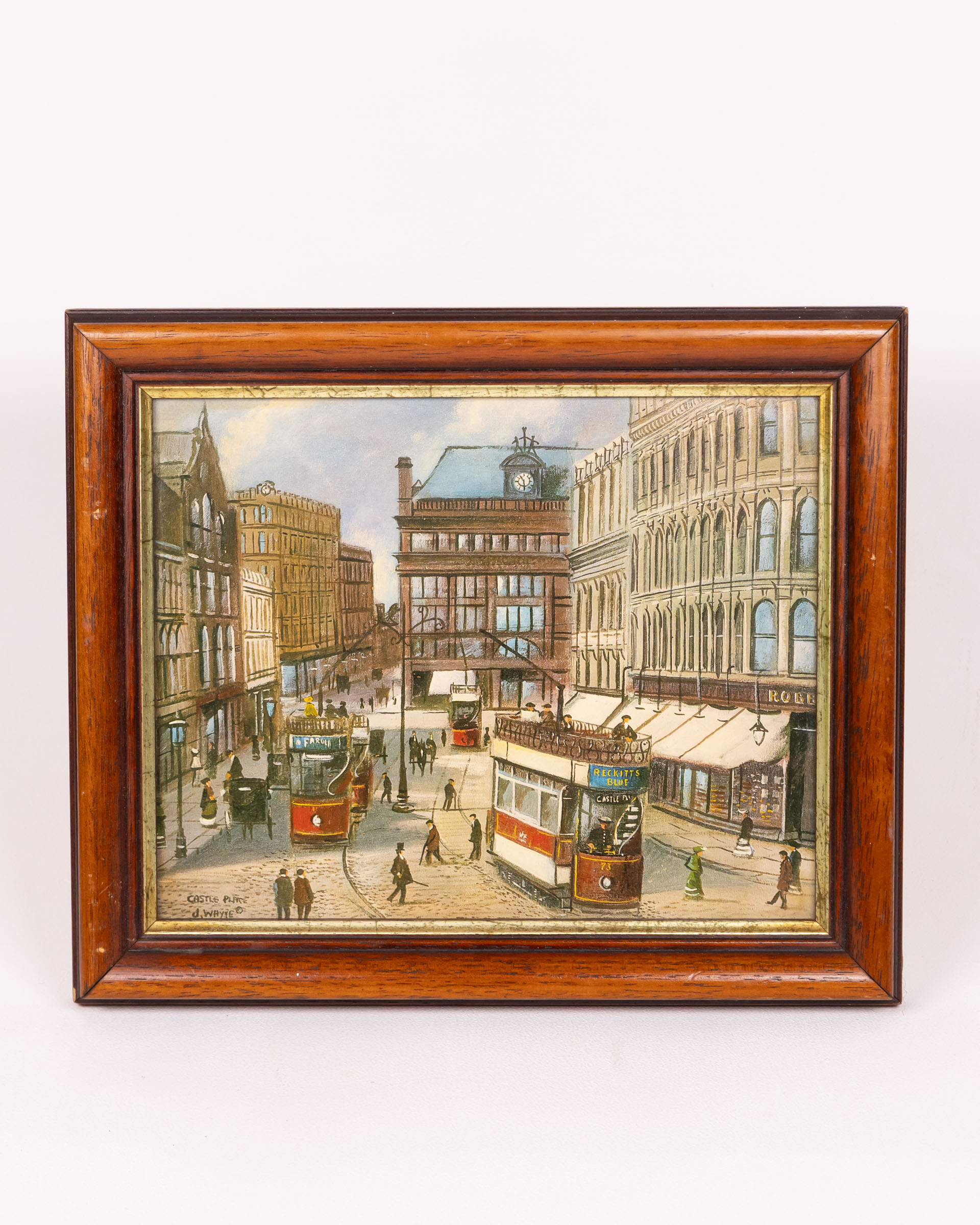 Vintage Framed Print ‘Castle Place, Belfast’ Tram Scene
