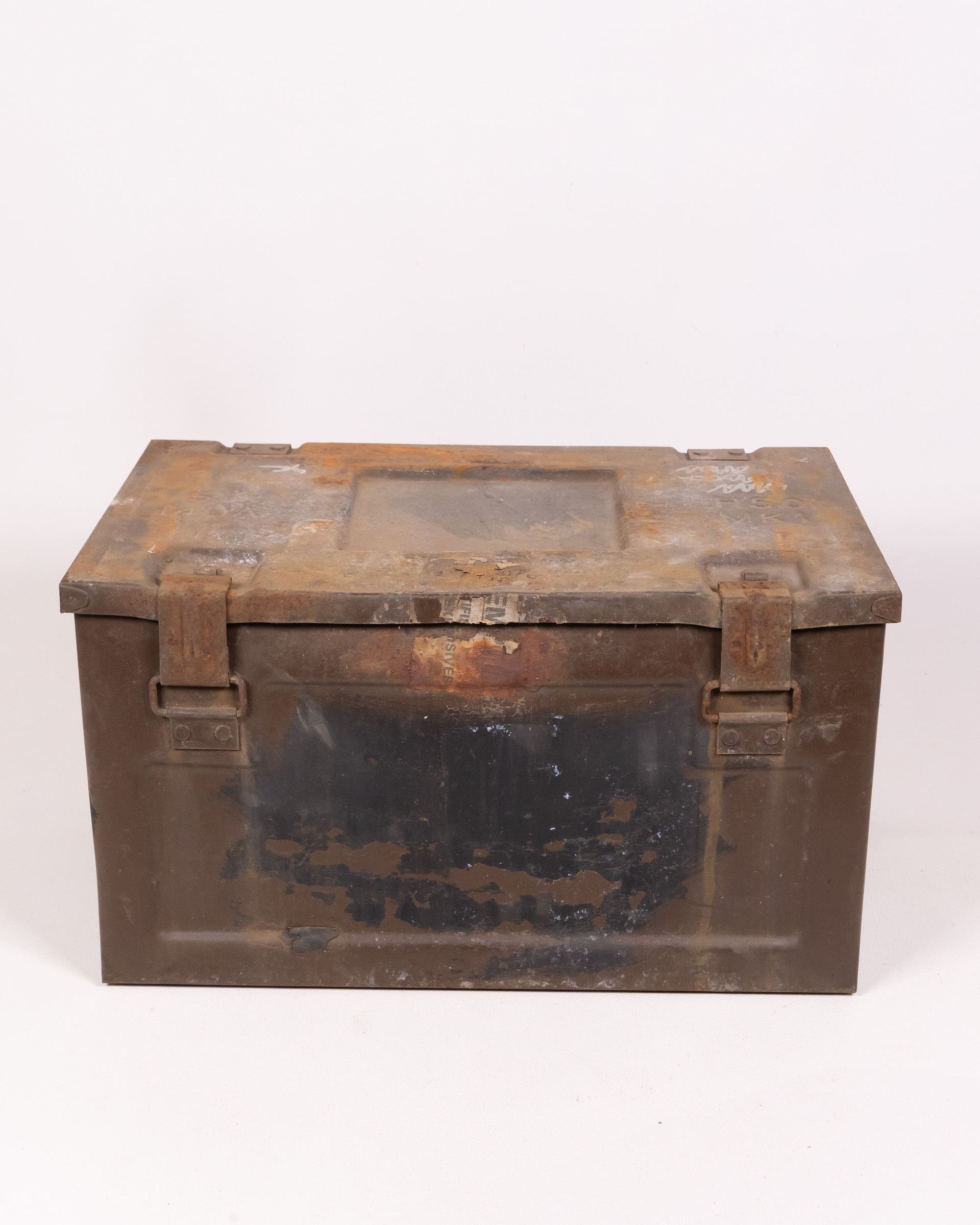 Vintage Military Metal Ammunition Box with Clasp