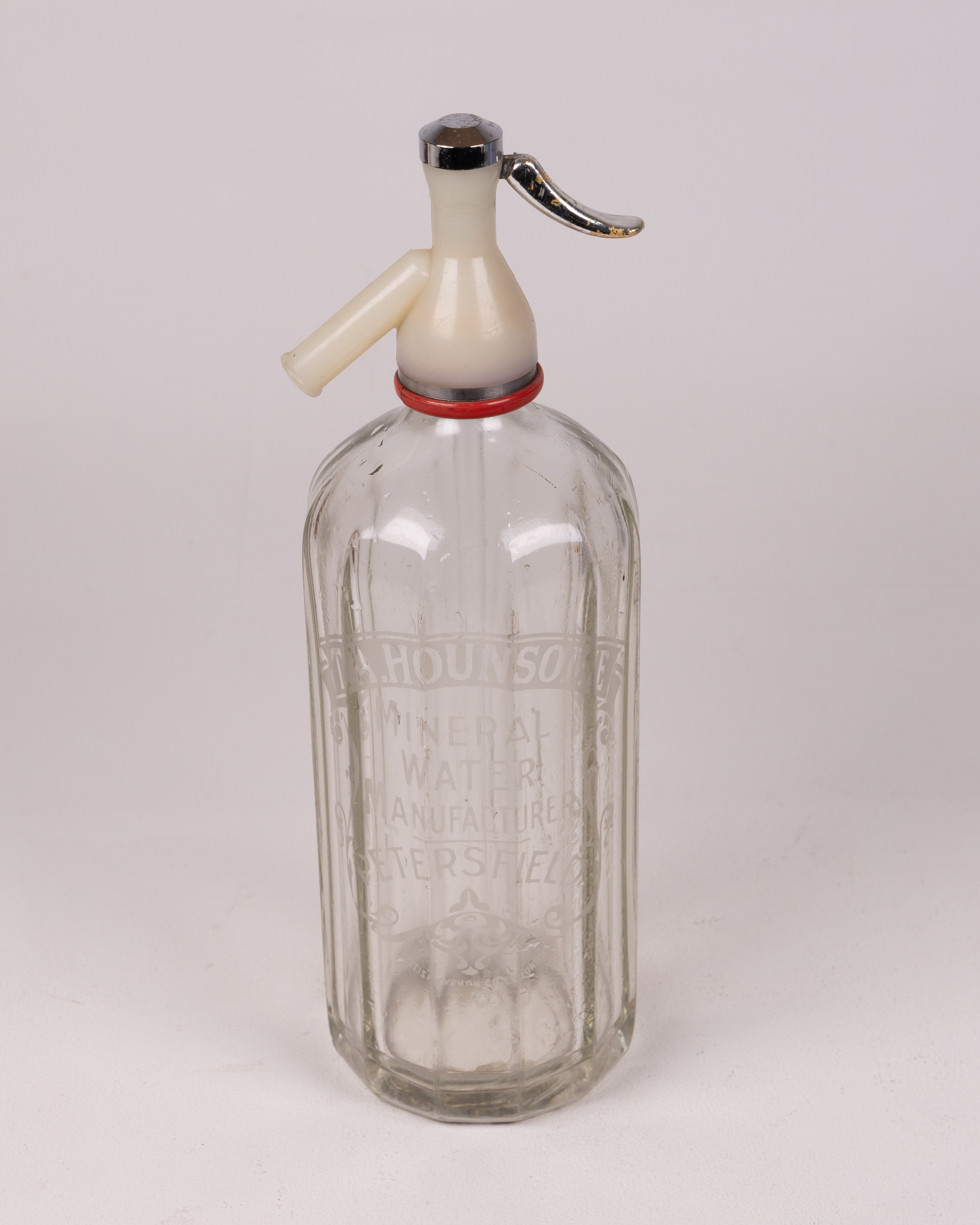 Vintage T.A. Hounsome Glass Soda Siphon with Metal Top