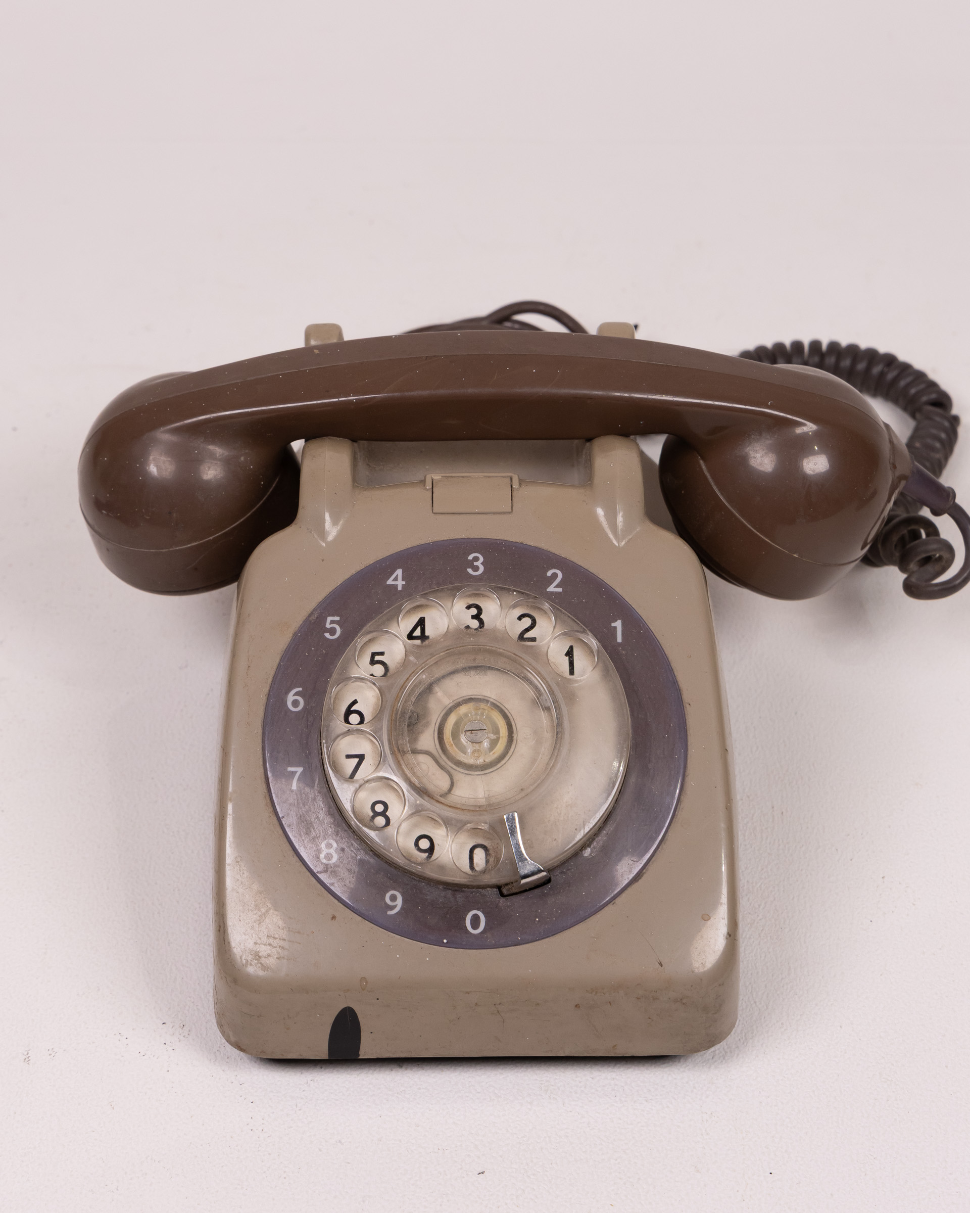 Vintage Rotary Dial Telephone, Grey & Brown, Mid-Century Collectible