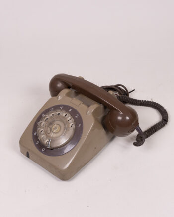 Vintage Rotary Dial Telephone, Grey & Brown, Mid-Century Collectible