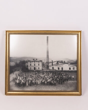 Vintage Framed B&W Photograph Julius Bendix Sohne Factory, Gold Frame