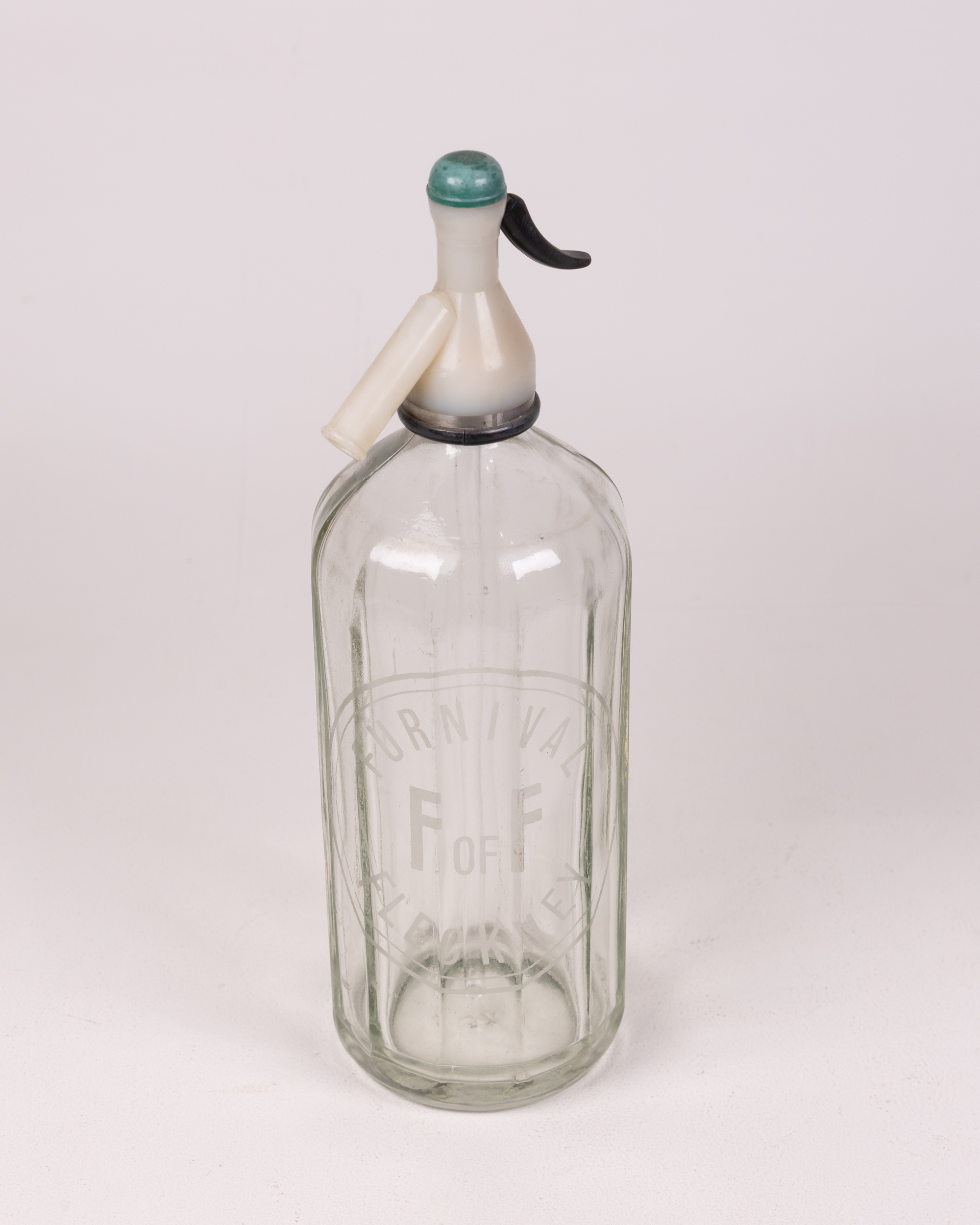 Vintage ‘Furnival’ Glass Soda Siphon with Green Top