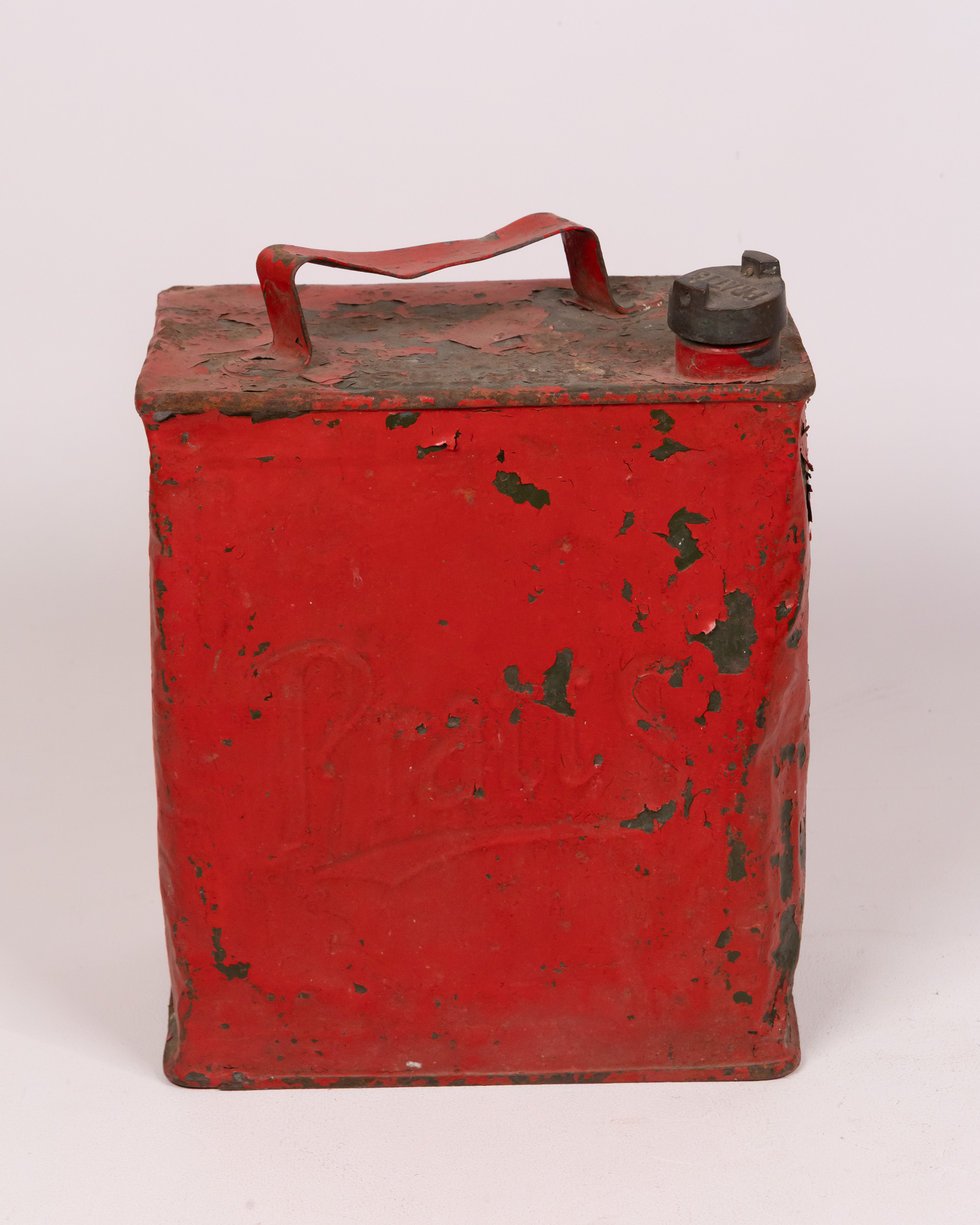 Vintage Pratts Metal Petrol Can with Embossed Logo