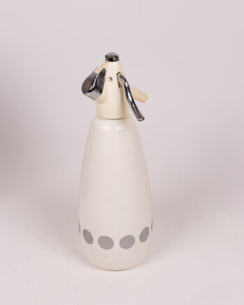 Vintage Sparklets Aquarius Soda Syphon, White w/ Gray Polka Dots & Box
