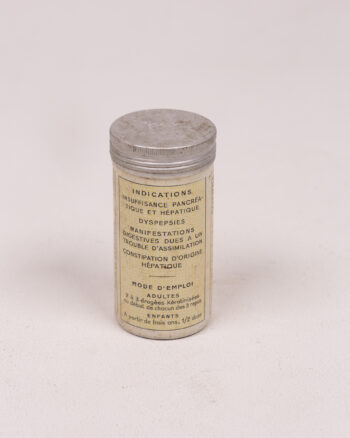 Vintage Pancrépar Metal Medication Container with French Label