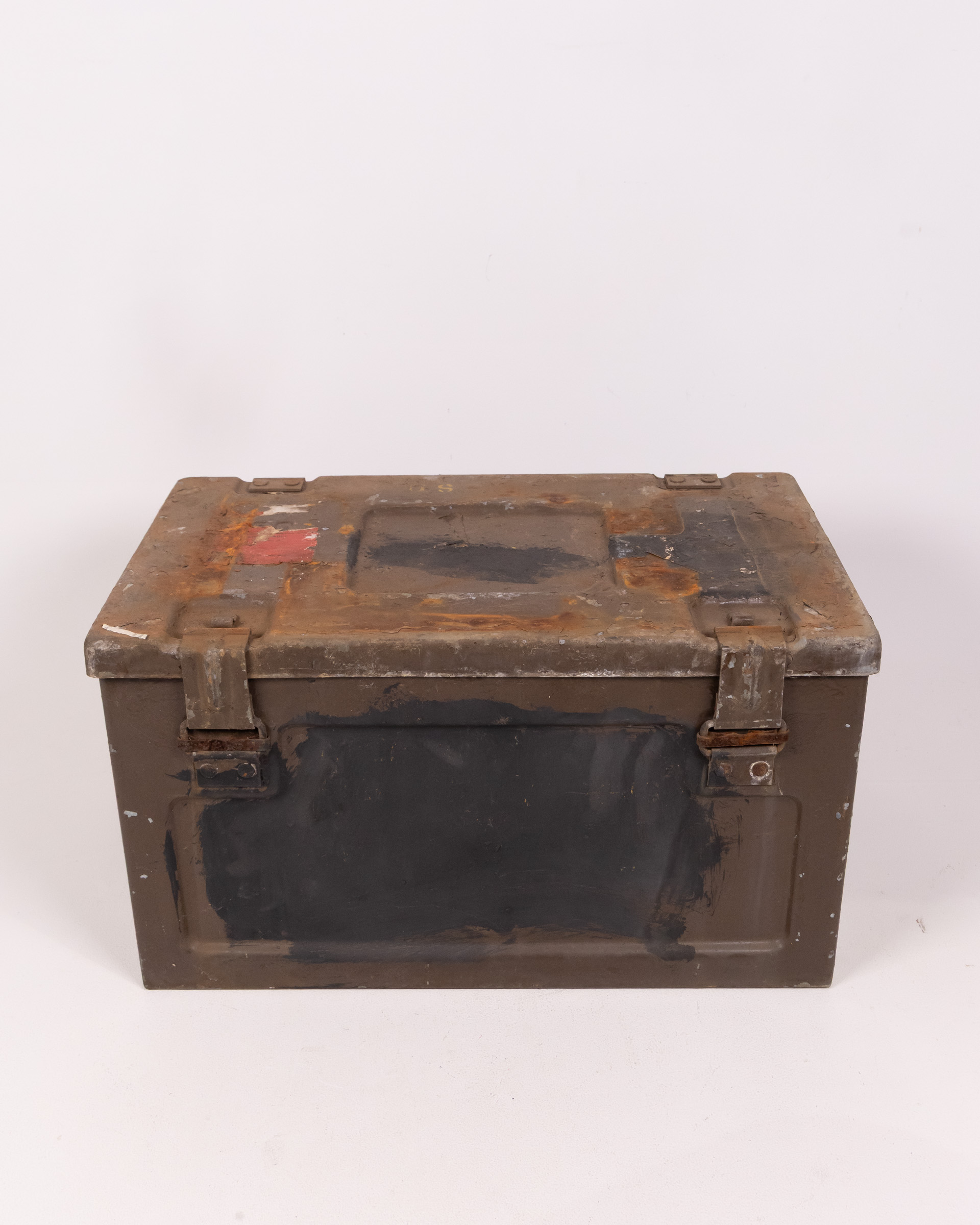 Vintage Metal Ammunition Box with Latch Closure