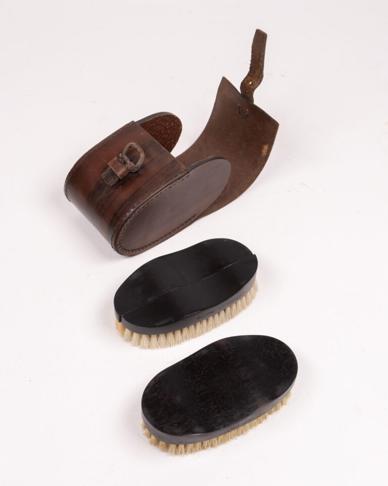 Vintage W.R. Coster Real Ebony Brush Set with Leather Travel Case