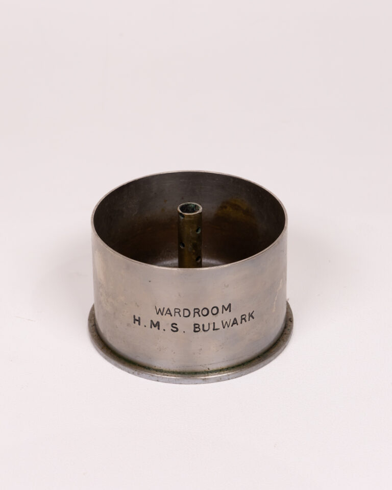 Vintage H.M.S. Bulwark Steel Warship Component, Wardroom Inscription, 1964