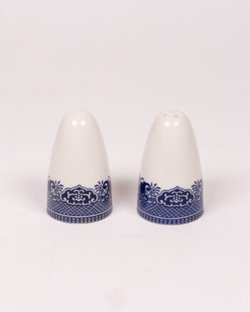 Ceramic Salt & Pepper Shakers Set, Blue & White Floral Design