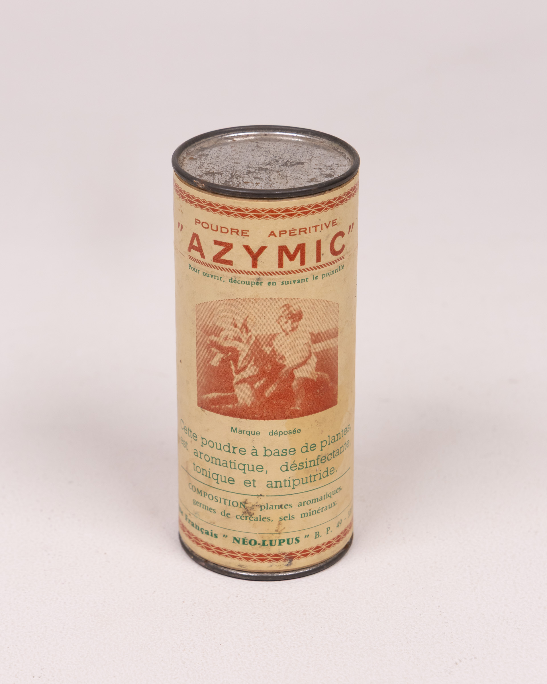 Vintage AZYMIC Pet Powder Tin with French Text
