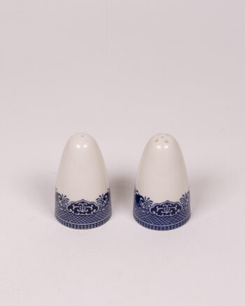Ceramic Salt & Pepper Shakers Set, Blue & White Floral Design