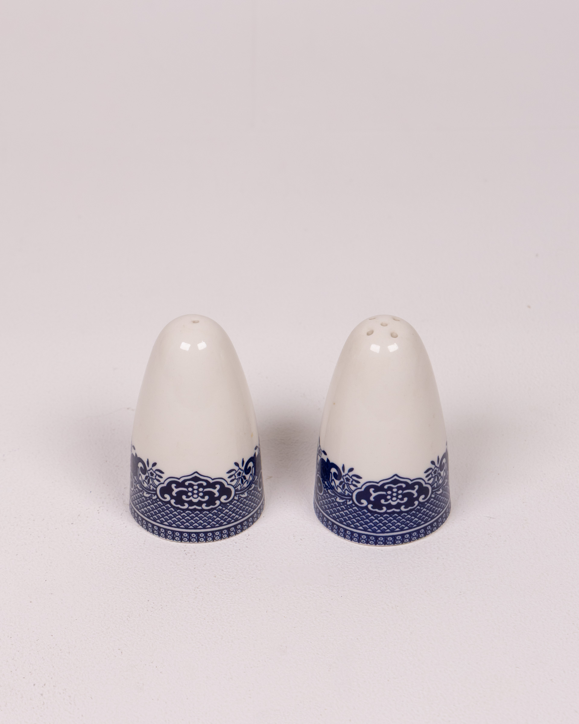 Ceramic Salt & Pepper Shakers Set, Blue & White Floral Design