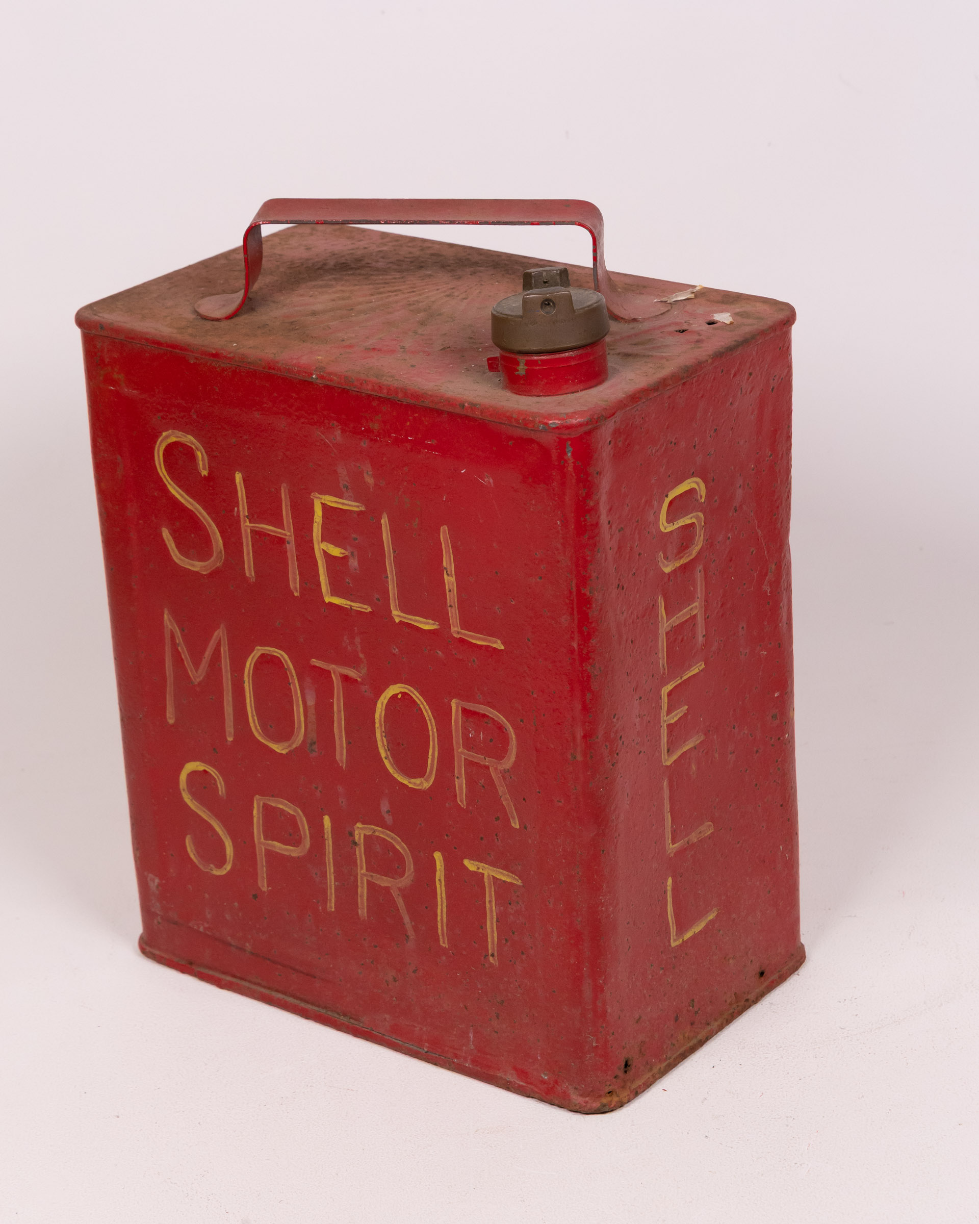 Vintage Shell Motor Spirit Can with Metal Handle