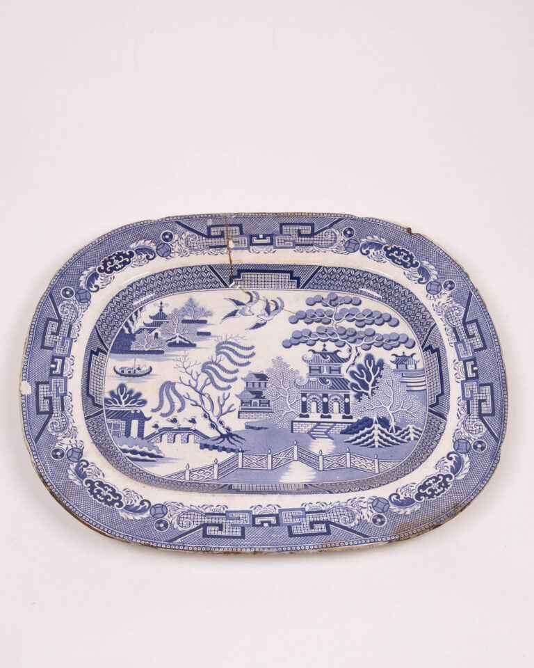 Vintage Blue & White Willow Pattern Plate Wall Display Decor Plate