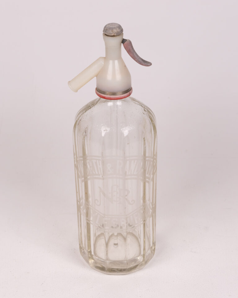 Vintage Glass Soda Siphon with Metal Lever