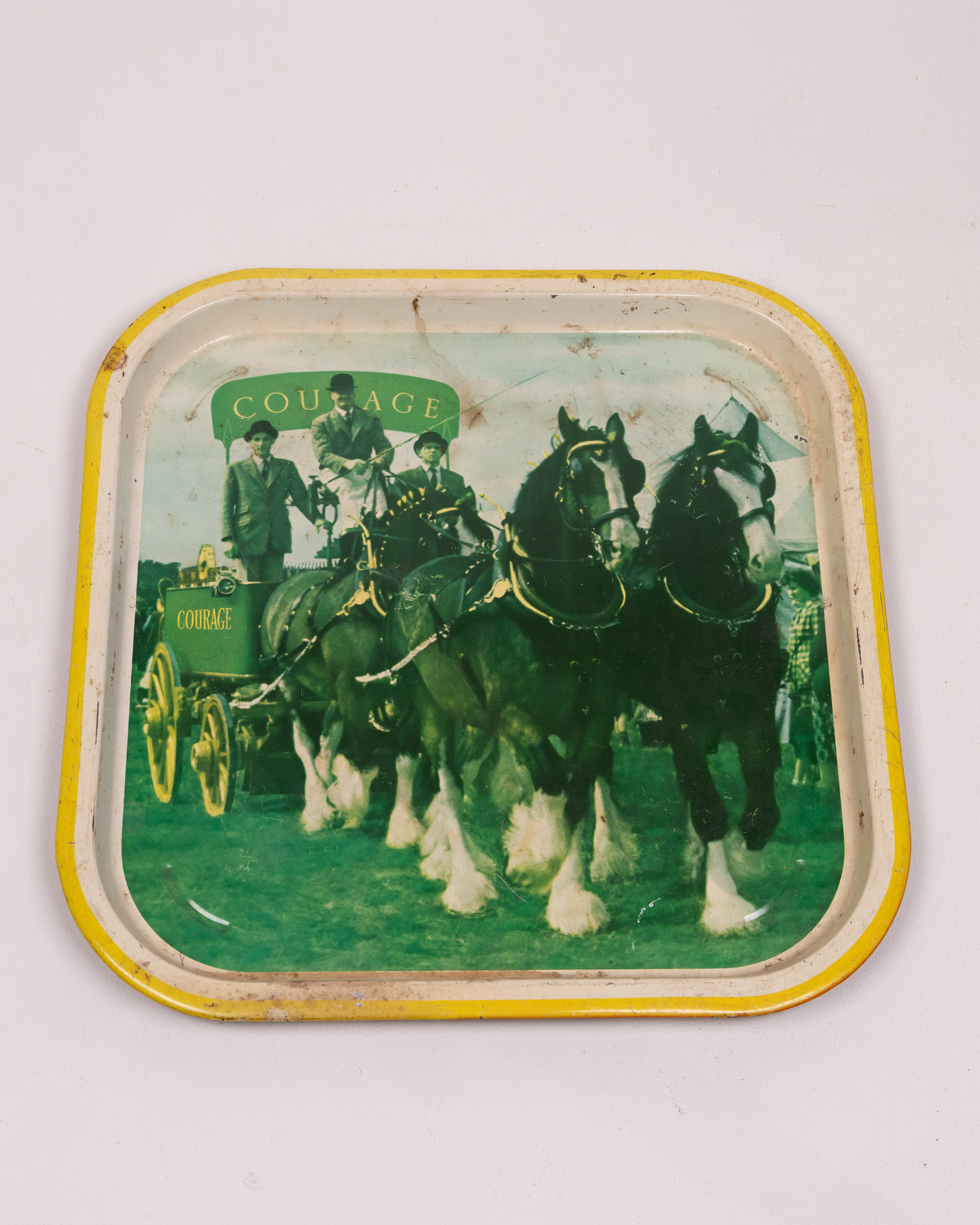 Vintage Courage Beer Tray, Shire Horses Advertising, Metal Serving Tray