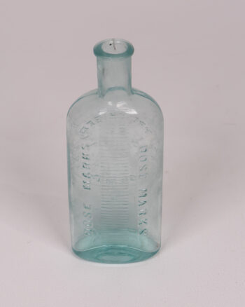 Vintage Turquoise ‘Worlds Dispensary’ Embossed Glass Medicine Bottle