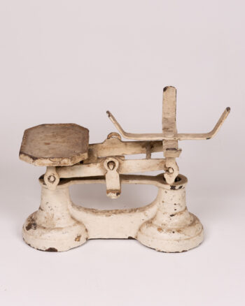 Vintage Cream Cast Iron Shop Scale with Wooden Platform – Display Piece