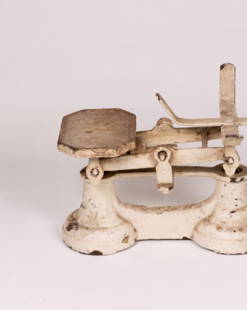 Vintage Cream Cast Iron Shop Scale with Wooden Platform – Display Piece