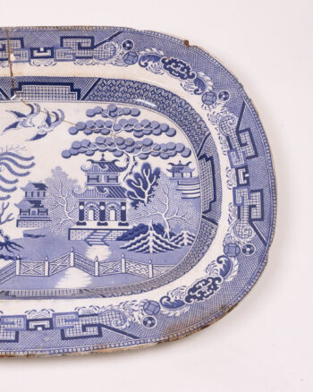 Vintage Blue & White Willow Pattern Plate Wall Display Decor Plate