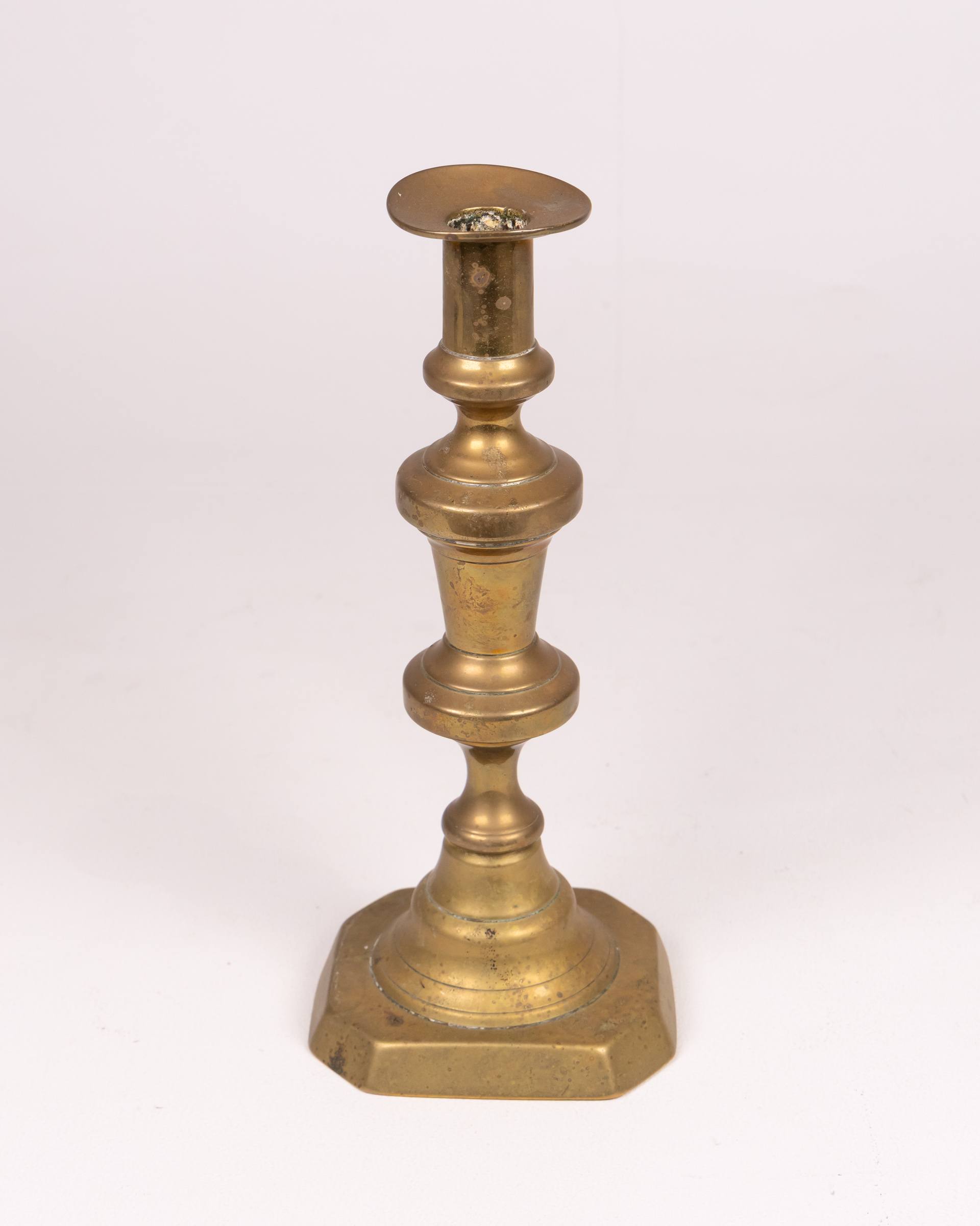 Vintage Brass Candlestick Holder, Ornate Octagonal Base