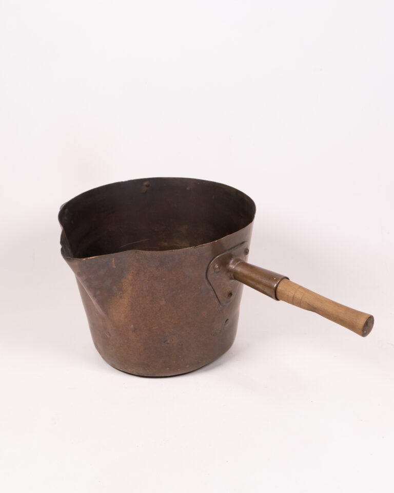 Vintage Copper Cooking Pan with Wooden Handle Kitchenalia Display