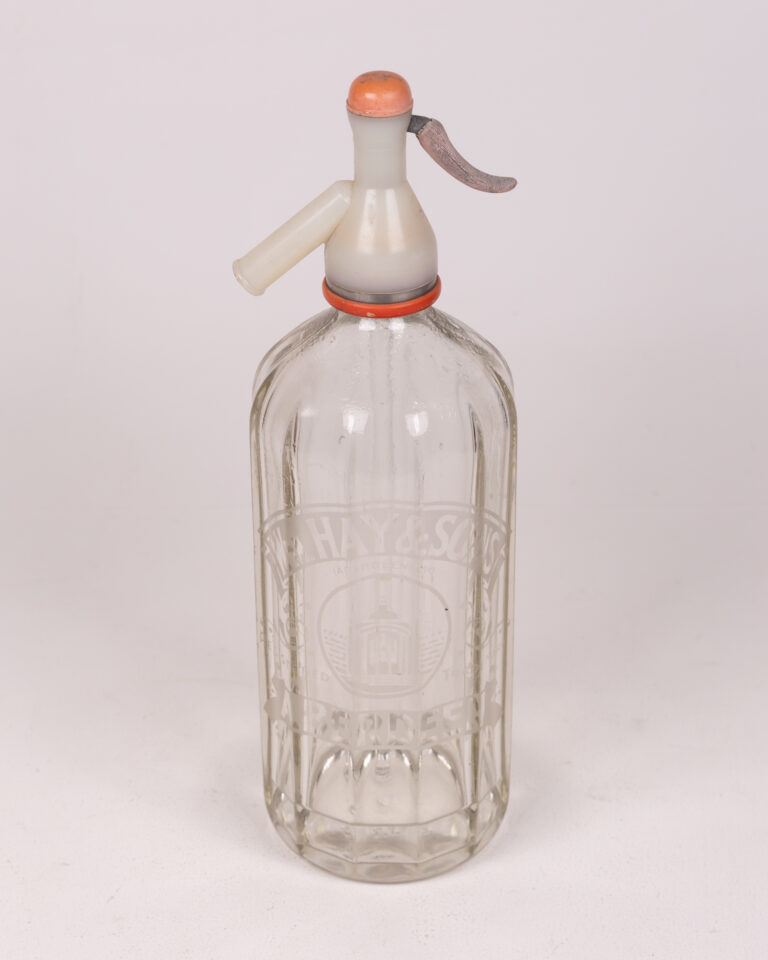 Vintage HAY & SONS Glass Soda Siphon with Metal Handle