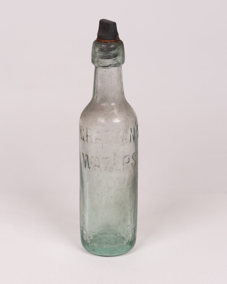 Vintage Grattan's Waters Belfast Embossed Green Glass Bottle