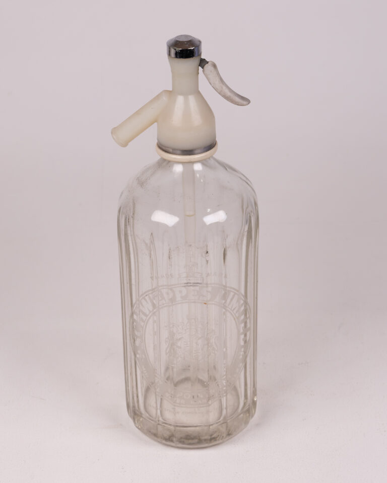 Vintage Schweppes Glass Soda Siphon with Metal Top