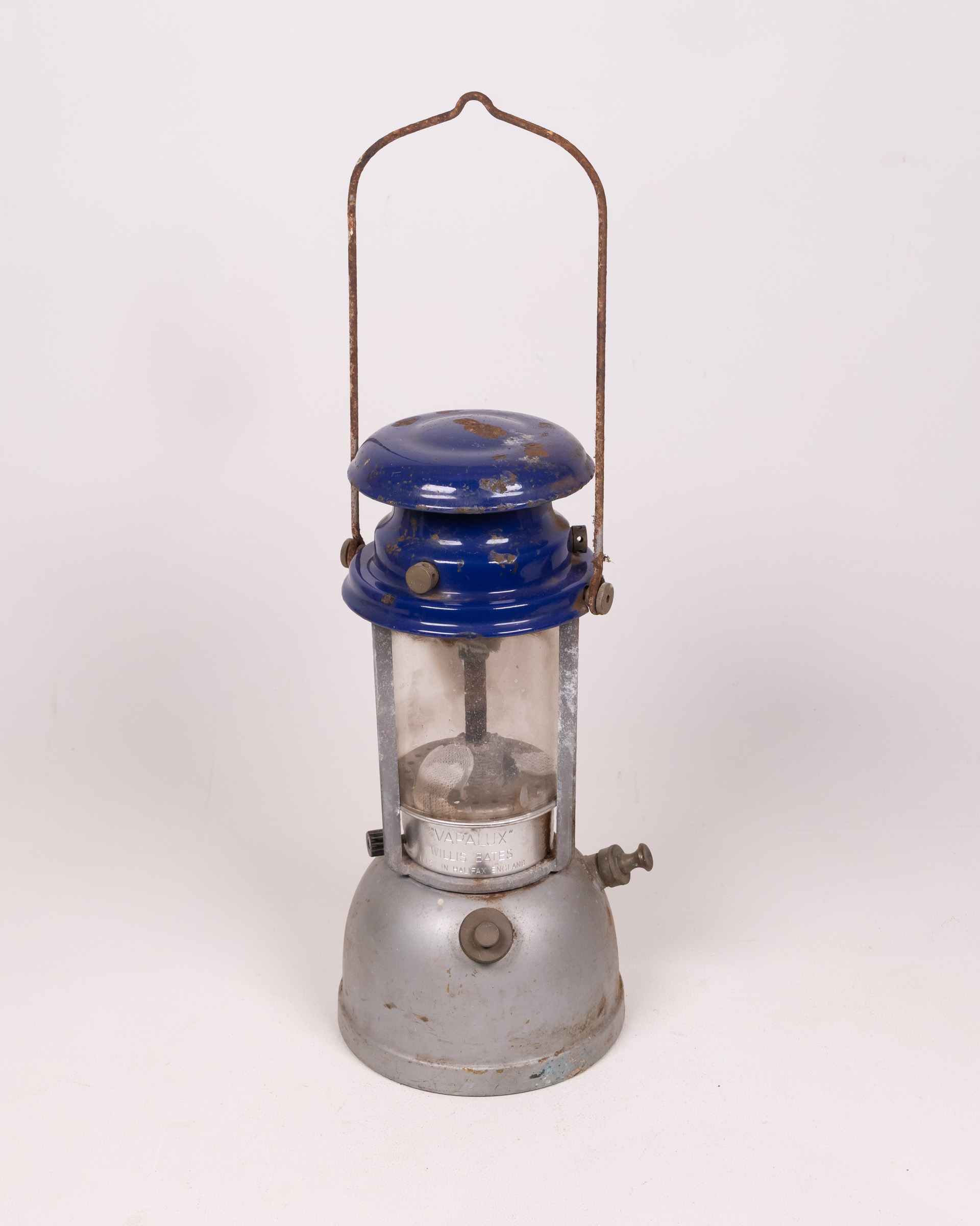 Vintage Vapalux Willis & Bates Lantern, Halifax England, Blue & Silver