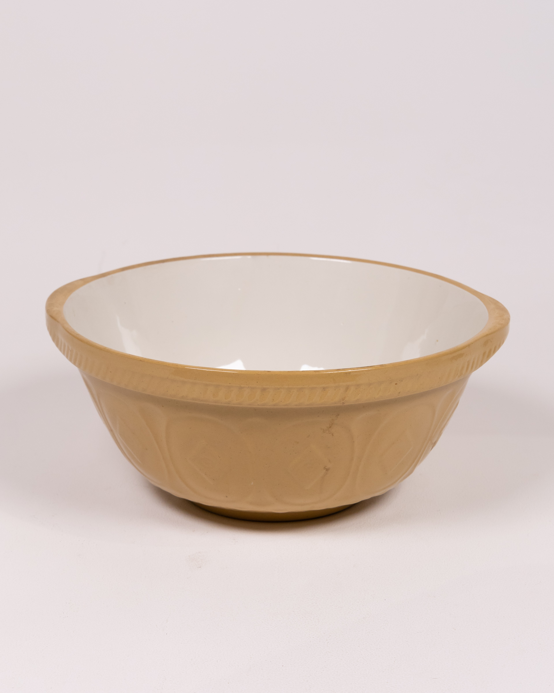 Vintage T.G. Green “Gripstand” Mixing Bowl, Brown & Cream Stoneware