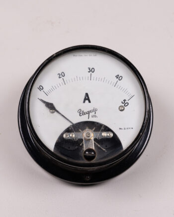 Vintage Elequip Ltd. Ammeter – Electrical Current Meter, Black Metal Case