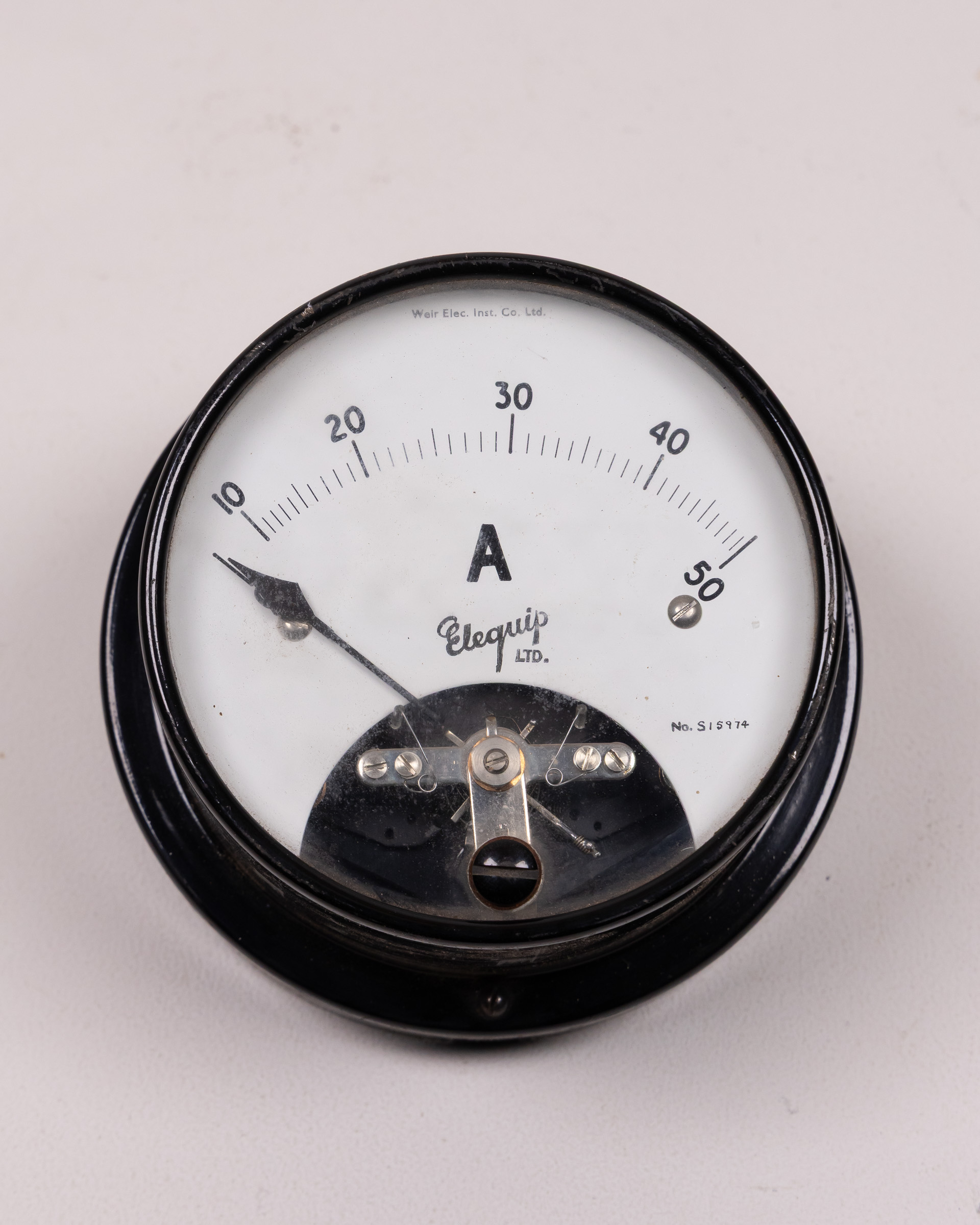 Vintage Elequip Ltd. Ammeter – Electrical Current Meter, Black Metal Case