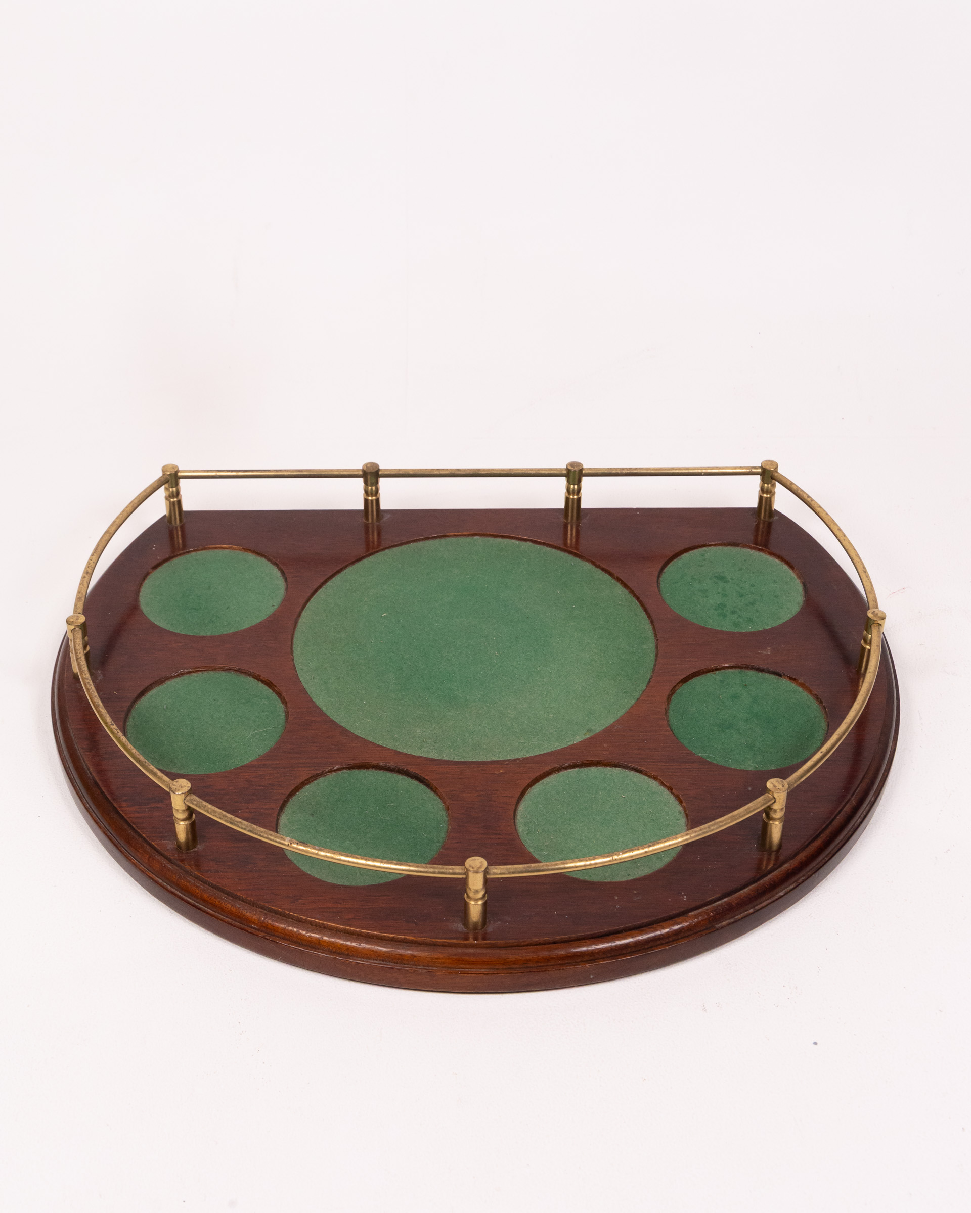 Vintage Wooden Drinks Tidy with Brass Rail