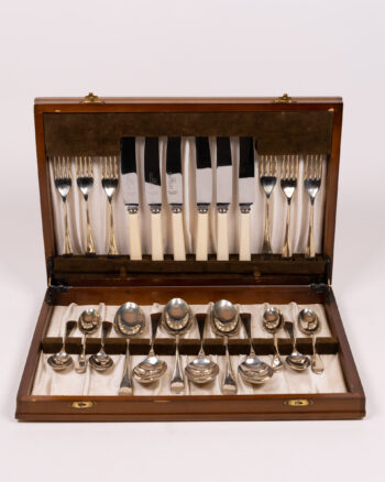 Vintage John G. Frey Sheffield Stainless Steel Cutlery Set in Wooden Case