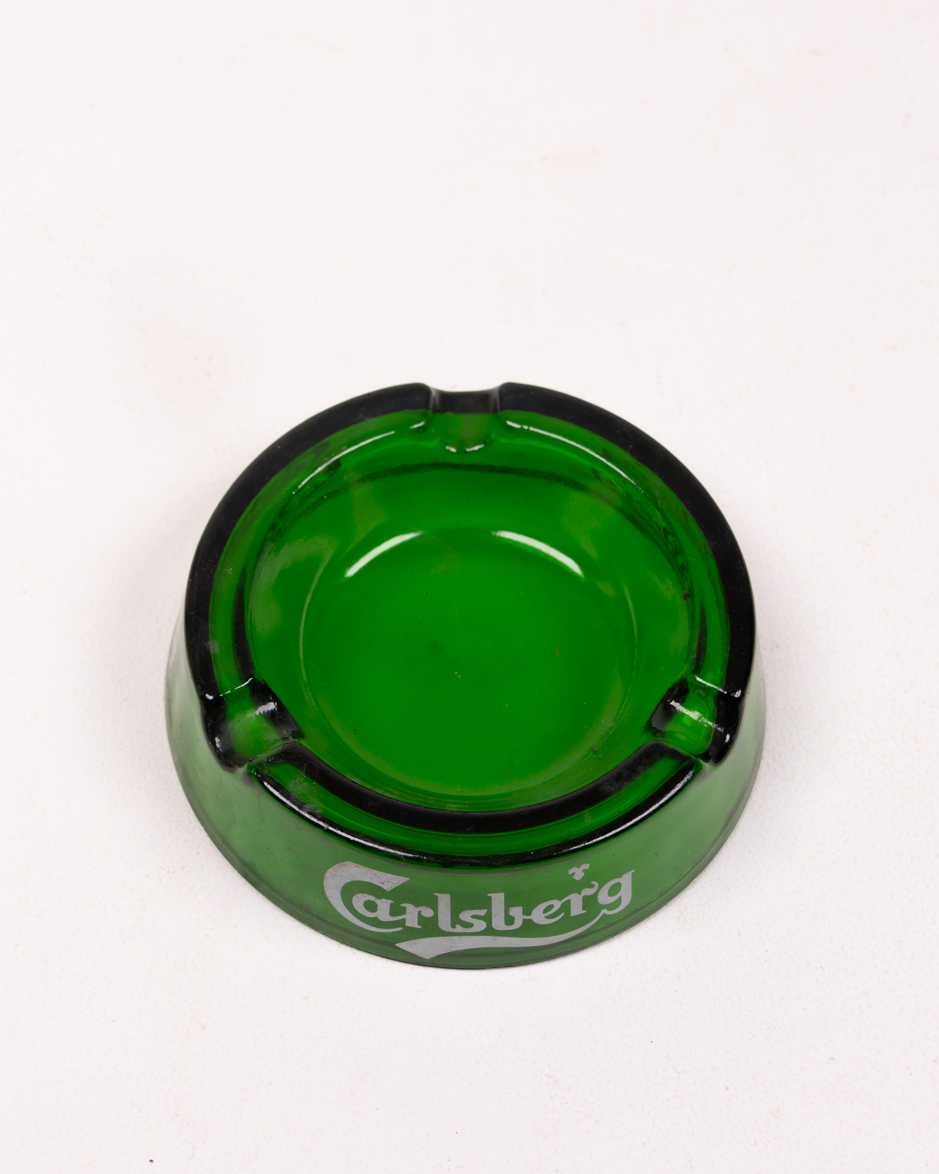 Carlsberg Green Glass Ashtray with Logo