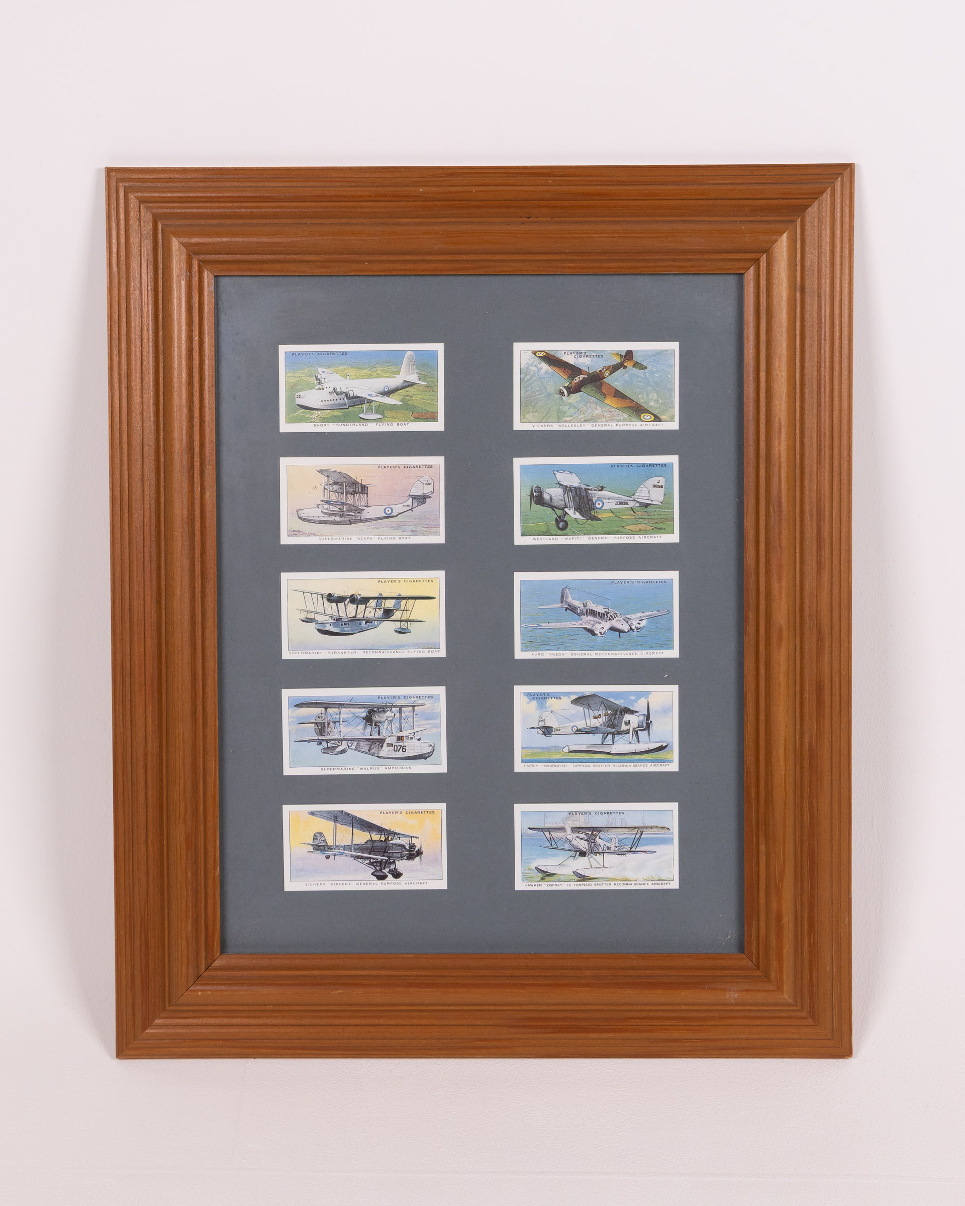 Framed Player’s Cigarettes Aircraft Cards, Vintage Collectible Artwork