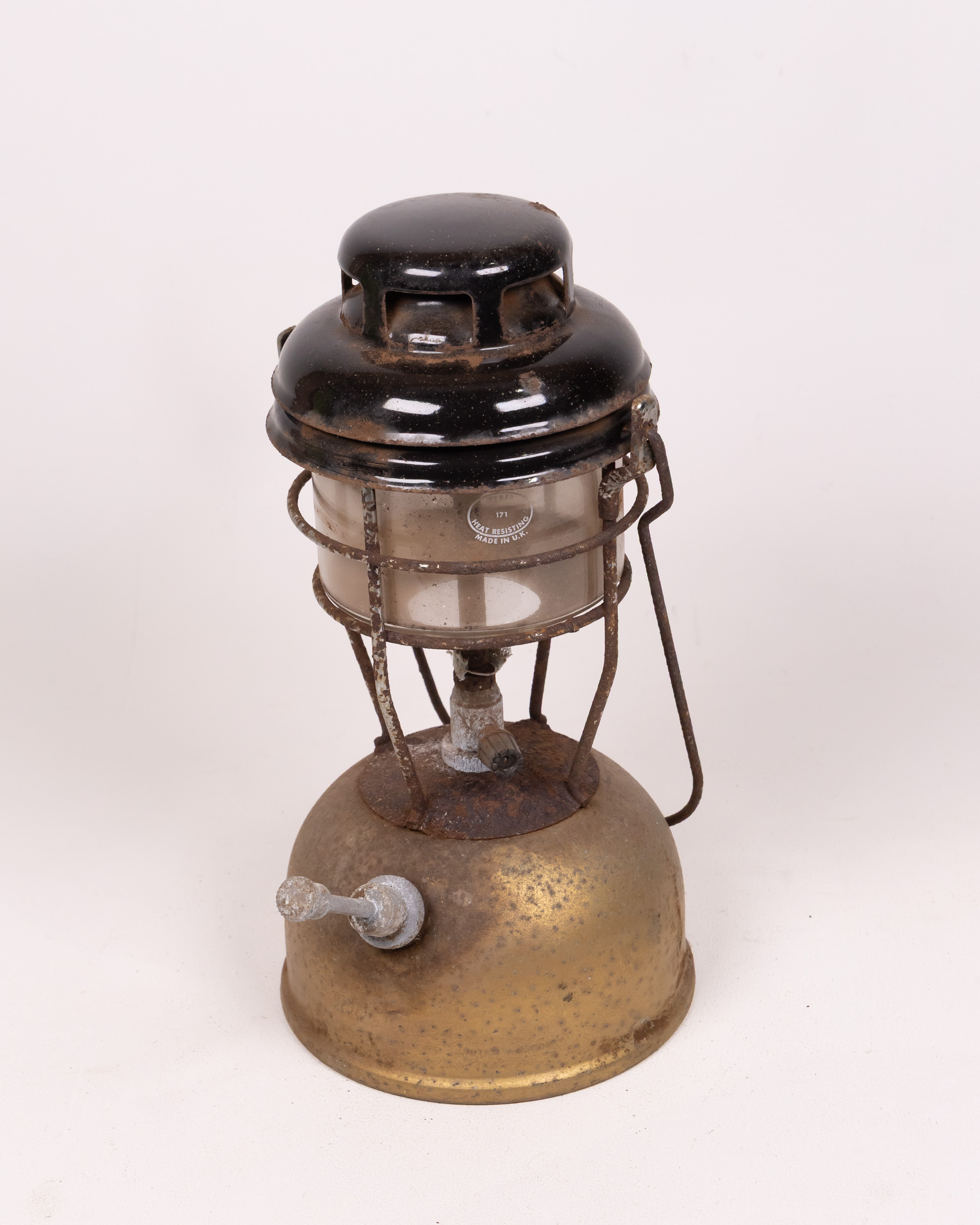 Vintage Gold Coloured Metal Lantern with Glass Middle Section