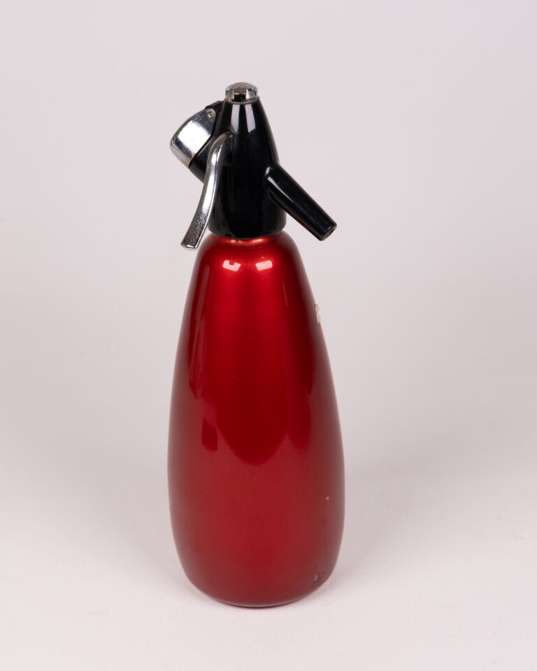 Vintage Red Soda Siphon with Chrome Dispenser - Retro Barware