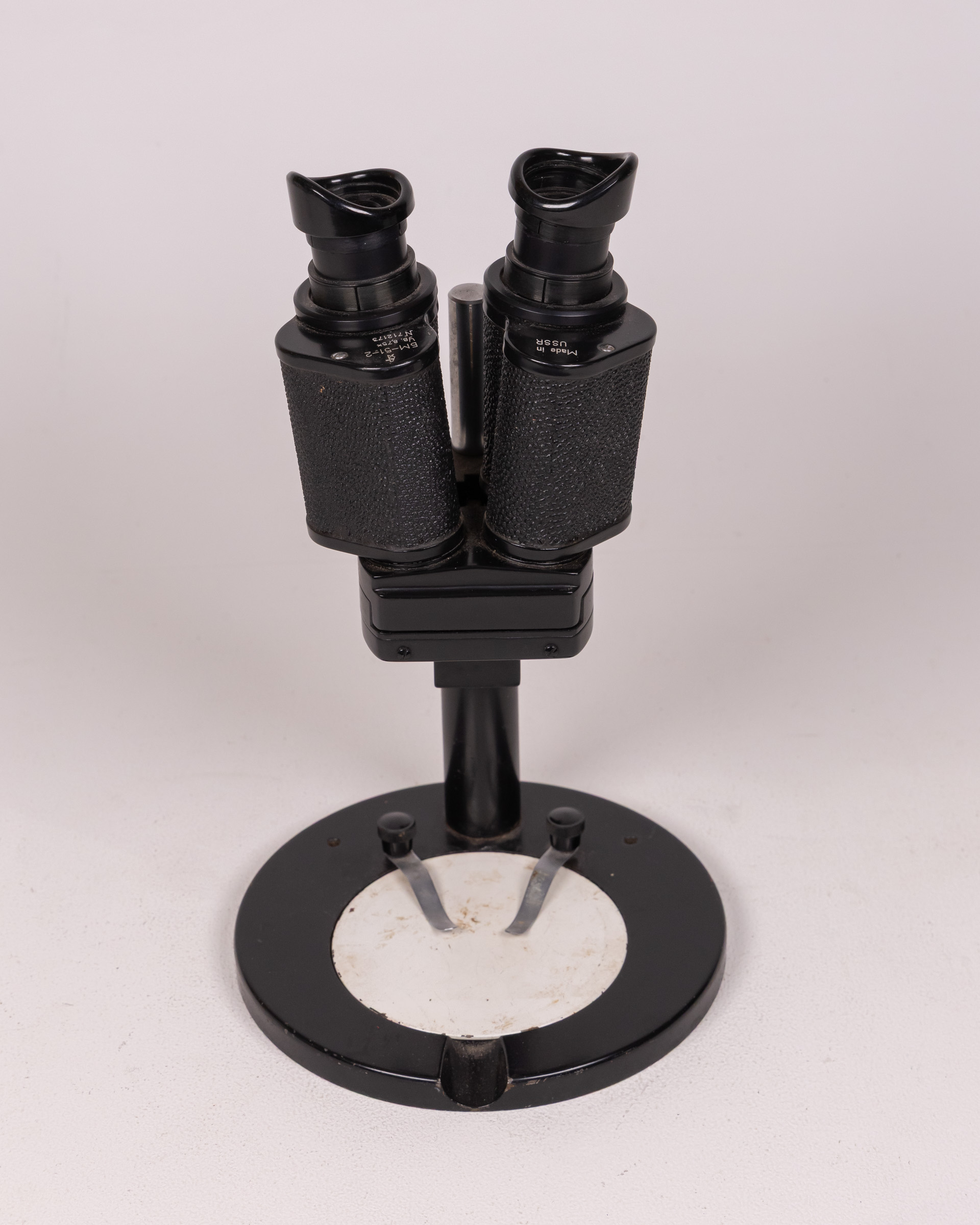 Vintage USSR Binocular Microscope, Black Metal Scientific Instrument