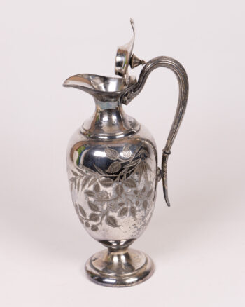 Vintage Silver Plated Jug with Floral Engraving, Ornate Handle