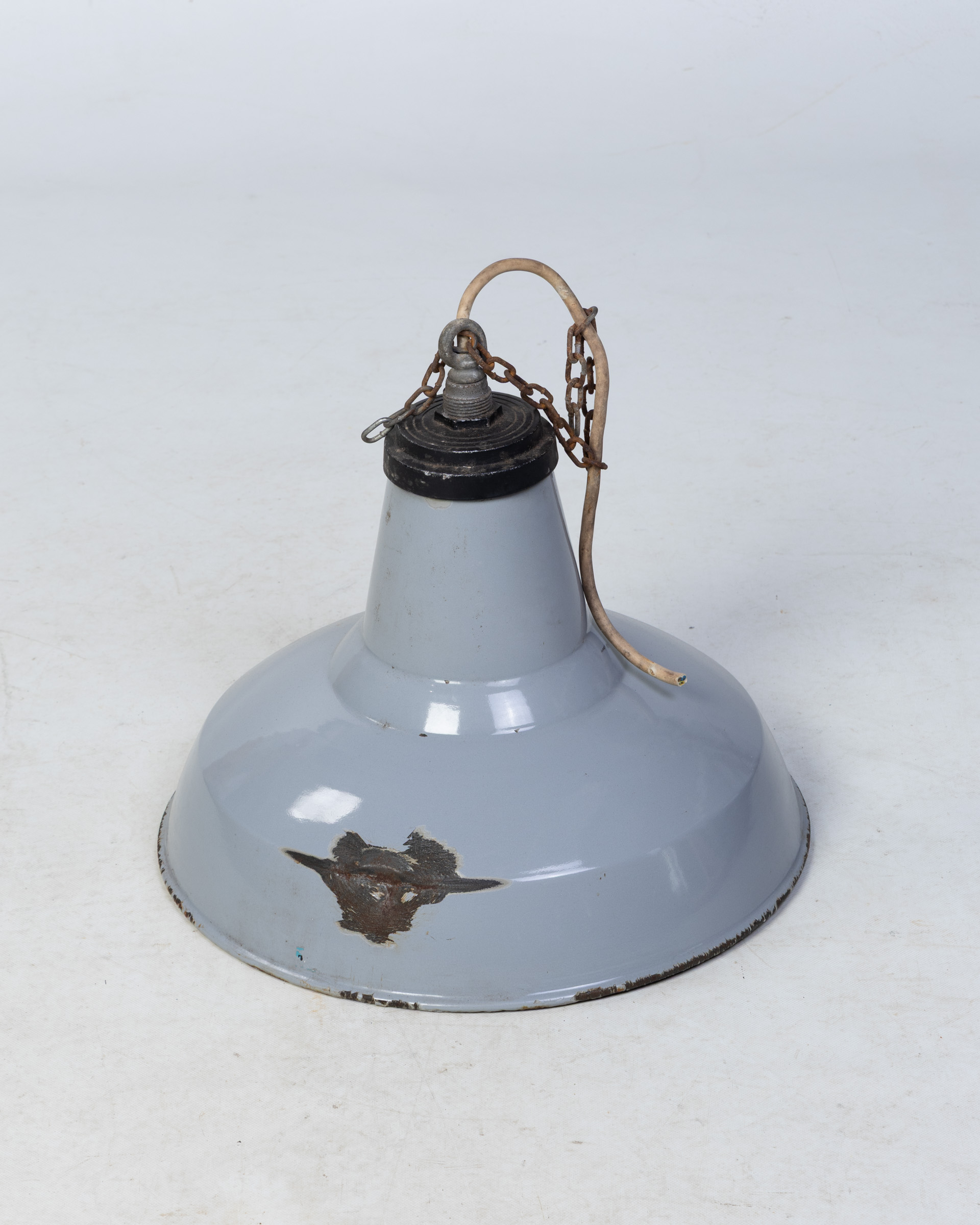 Vintage Industrial Grey Enamel Pendant Light