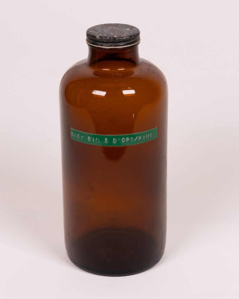 Vintage Amber Glass 'Baby Bio' Bottle, Brown Glass Bottle, Metal Lid