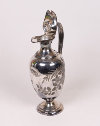 Vintage Silver Plated Jug with Floral Engraving, Ornate Handle