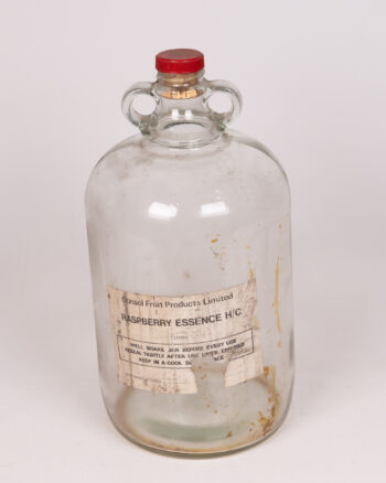 Vintage Consol Fruit Raspberry Essence Glass Bottle with Red Lid