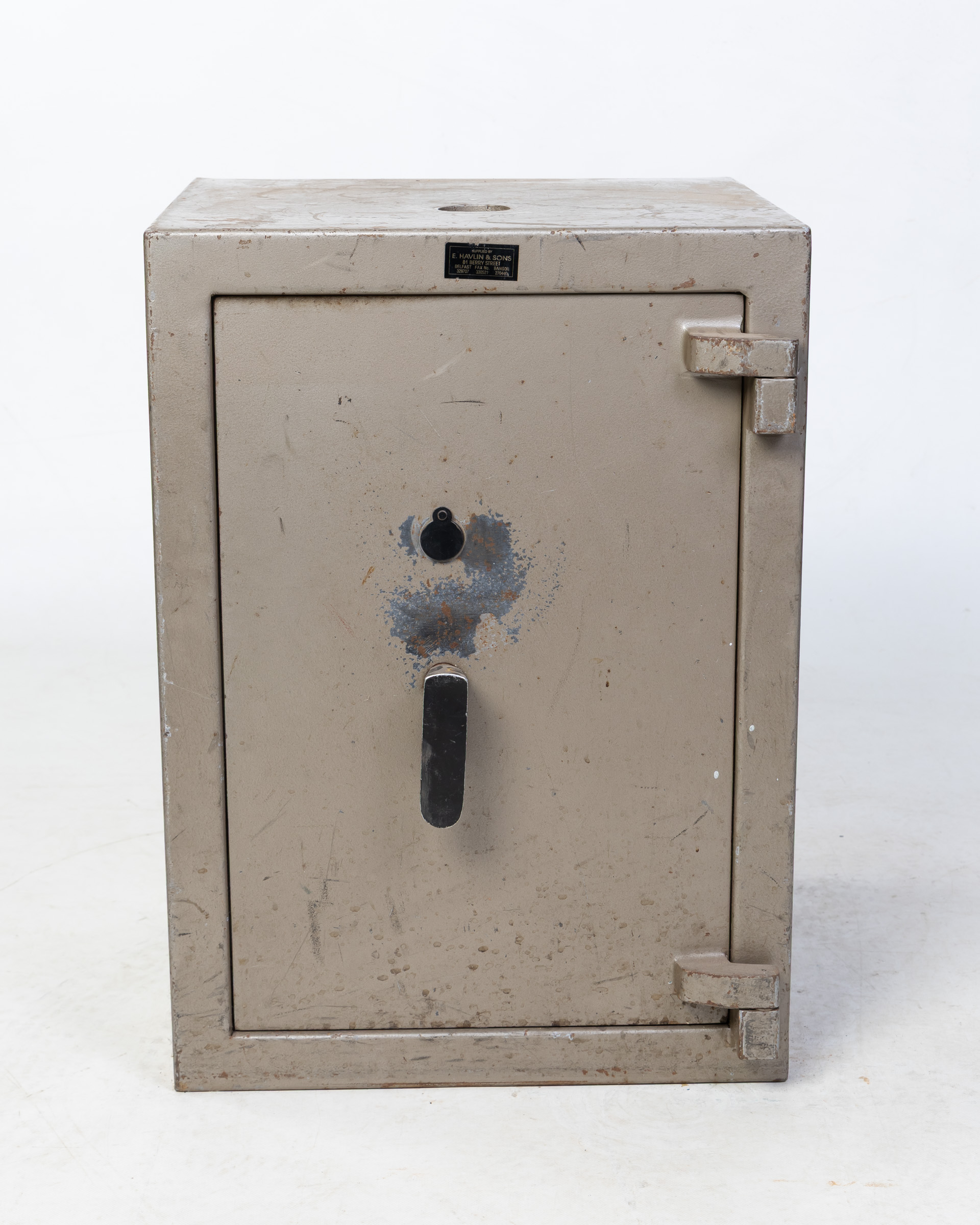 Vintage E. Havlin & Sons Safe – Grey Metal Strongbox, Industrial Decor